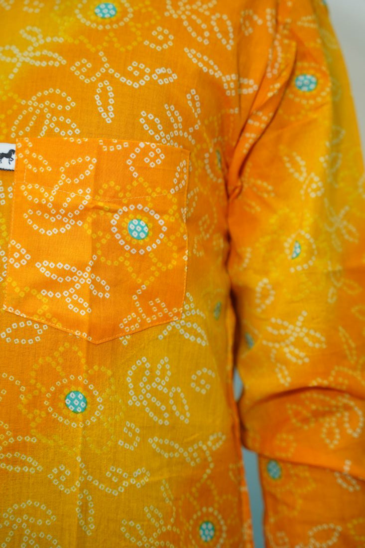 Yellow Leheriya Printed Shirt